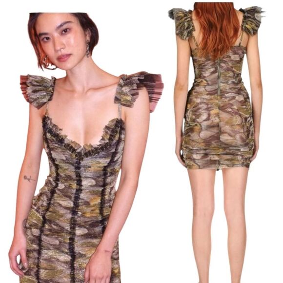Mia Vesper The Mothra Sexy Festival Ruching Mini Dress Multi-Color Medium NWT - Picture 3 of 17
